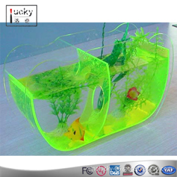 Custom acrylic mini fish tank/aquarium with two divides fish tank